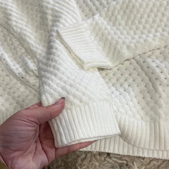 SHEIN Cream Textured Crew Neck Sweater - Picture 3 of 3